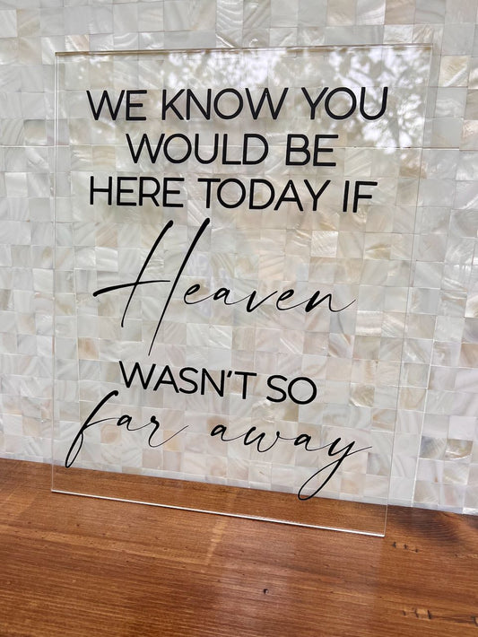 We Know You Would Be Here Today Sign ~ Wedding ~ Memorial